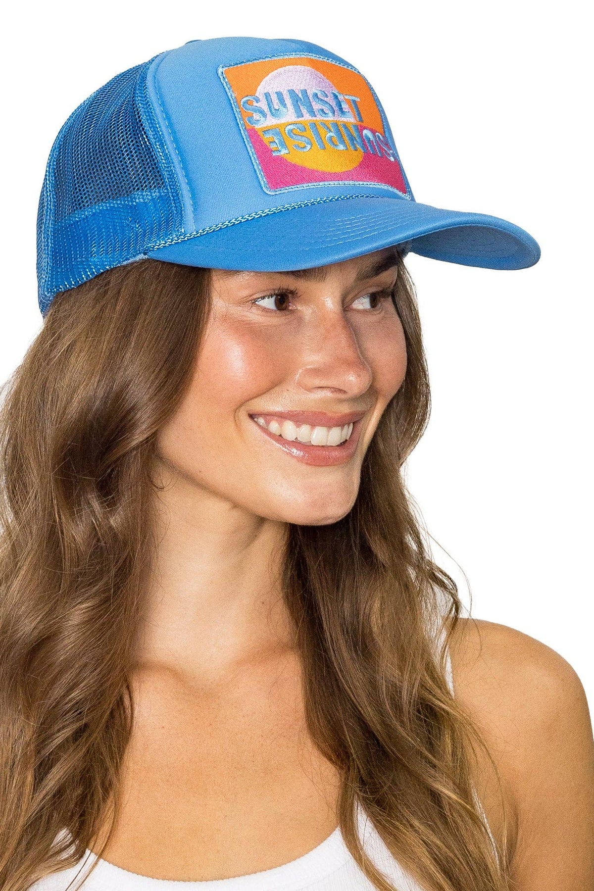Sunset Sunrise Trucker Hat in Blue