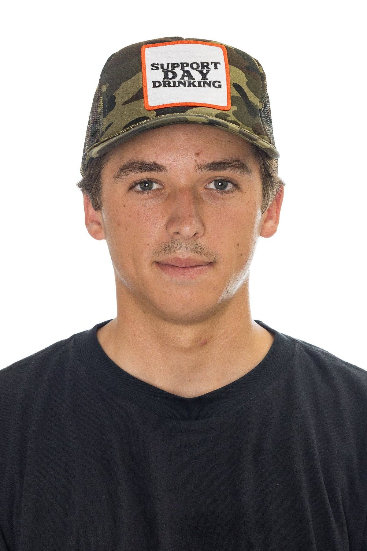 Support Day Drinking Trucker Hat in Camo
