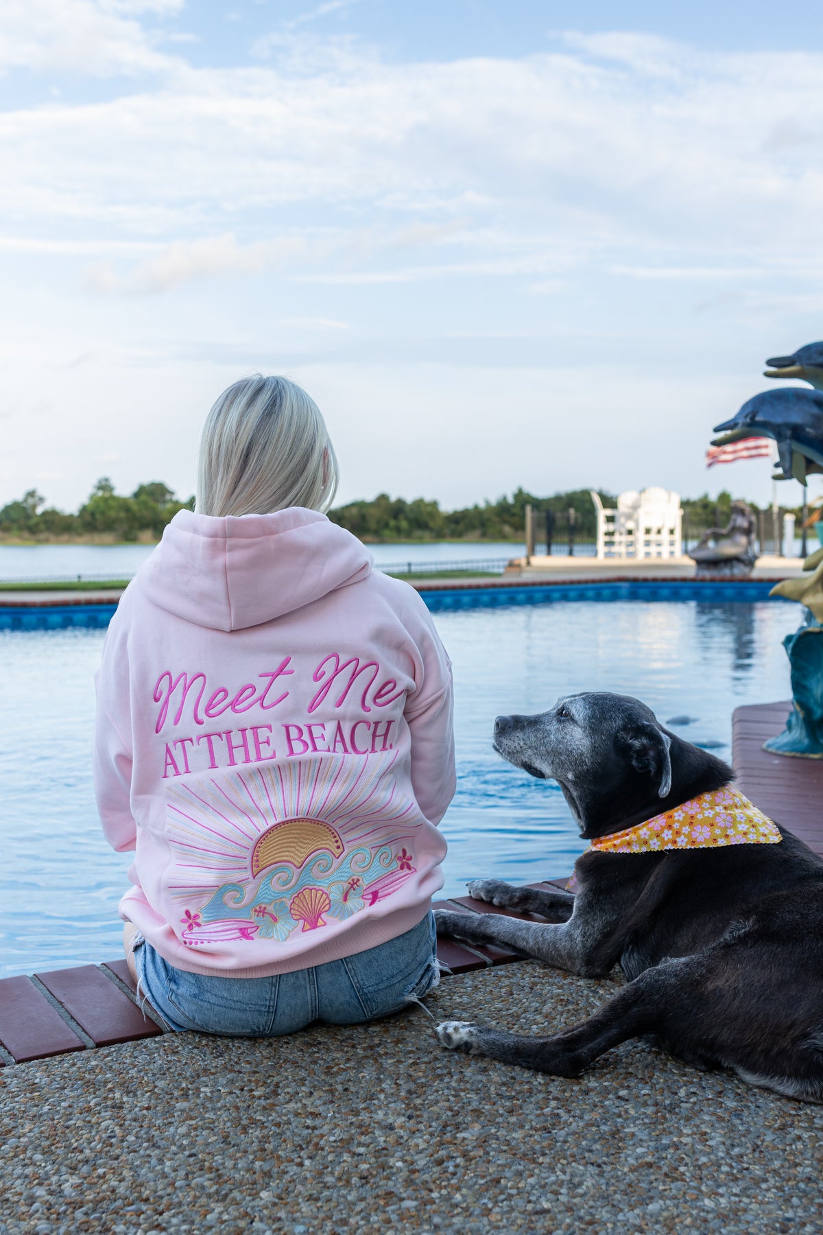 Meet Me At The Beach Sunset Embroidered Hoodie