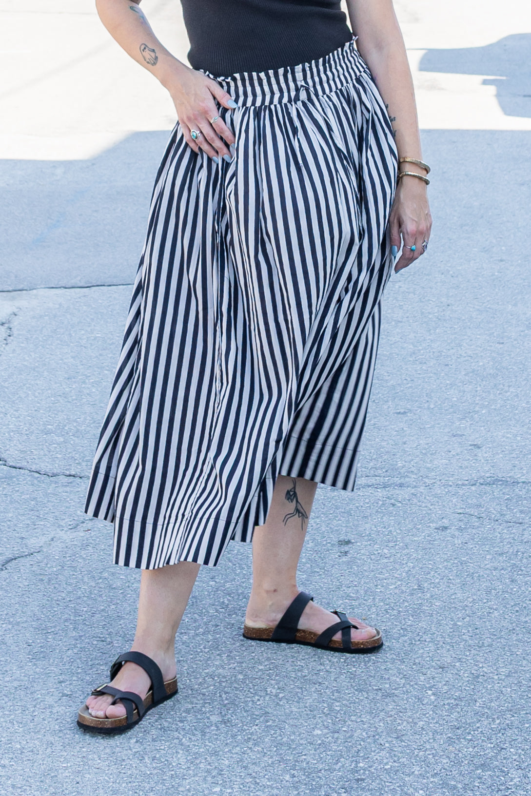 Keaton Stripe Skirt Black + White