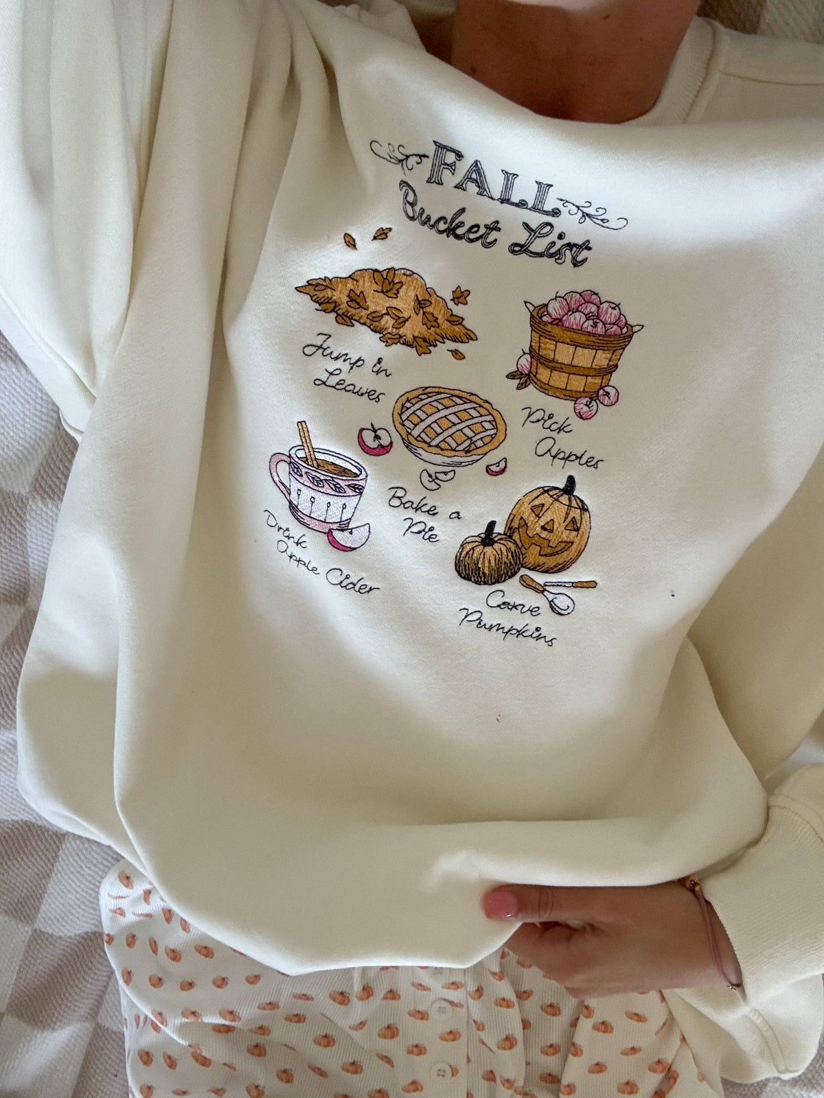 Autumn Fall Bucket List Embroidered Sweatshirt