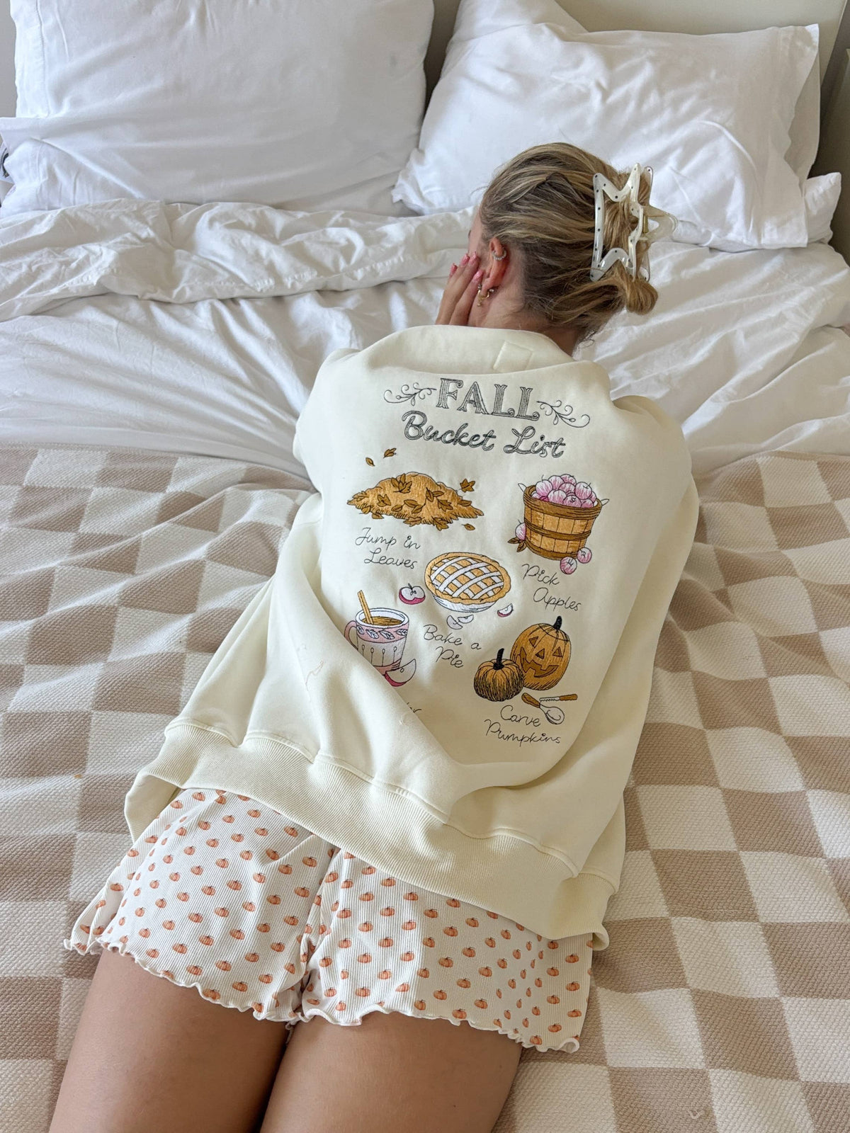 Autumn Fall Bucket List Embroidered Sweatshirt