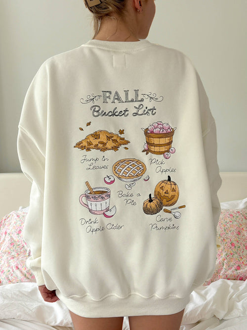 Autumn Fall Bucket List Embroidered Sweatshirt
