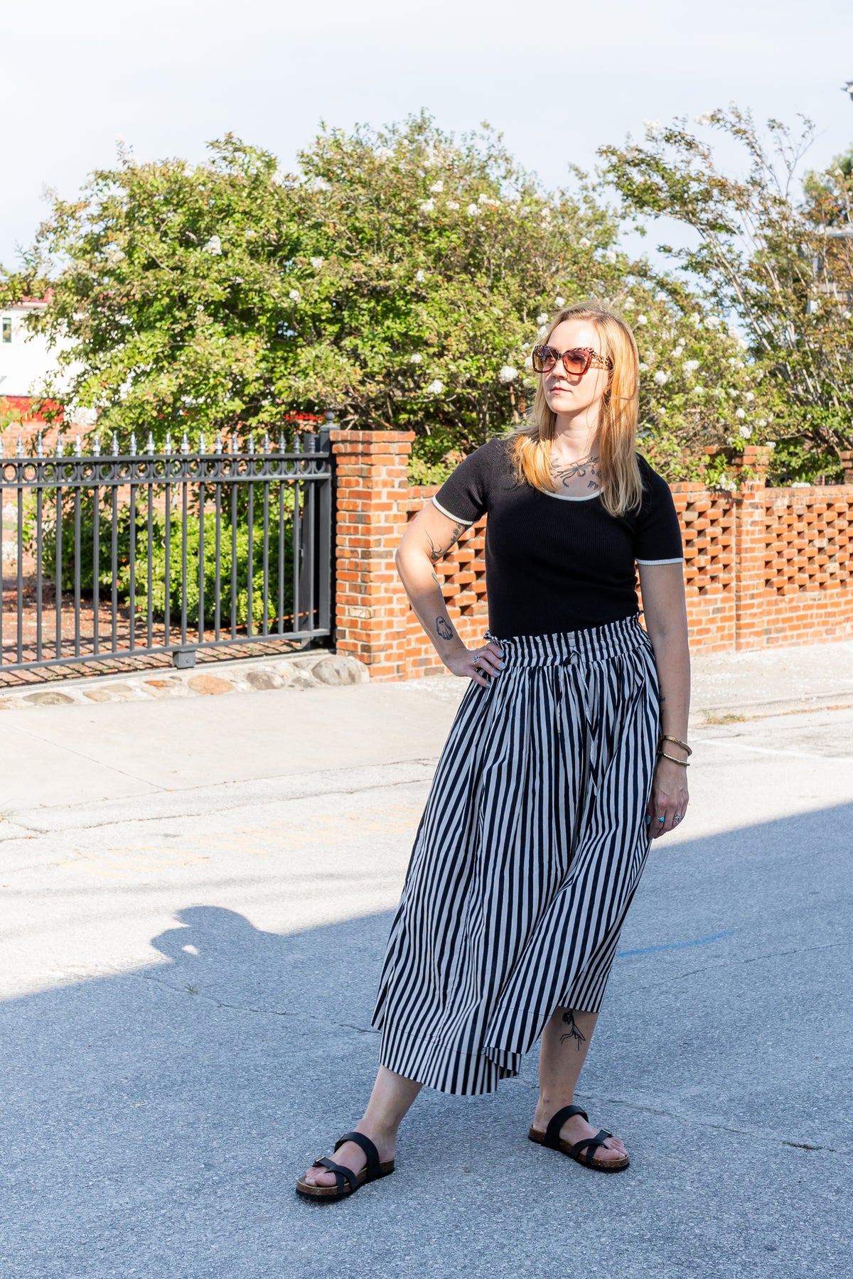 Keaton Stripe Skirt Black + White