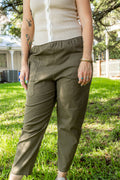 Erica Olive Cargo Pull on pant In February
