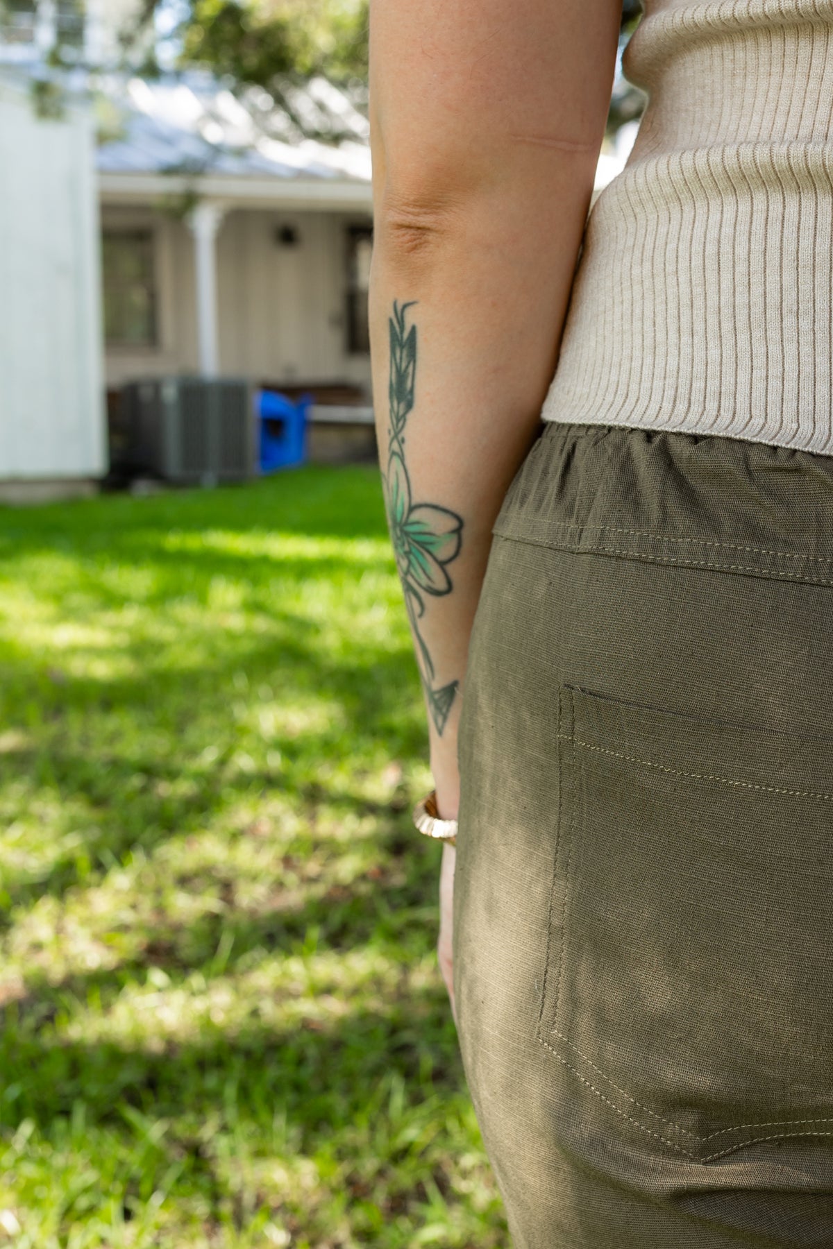 Erica Olive Cargo Pull on pant In February