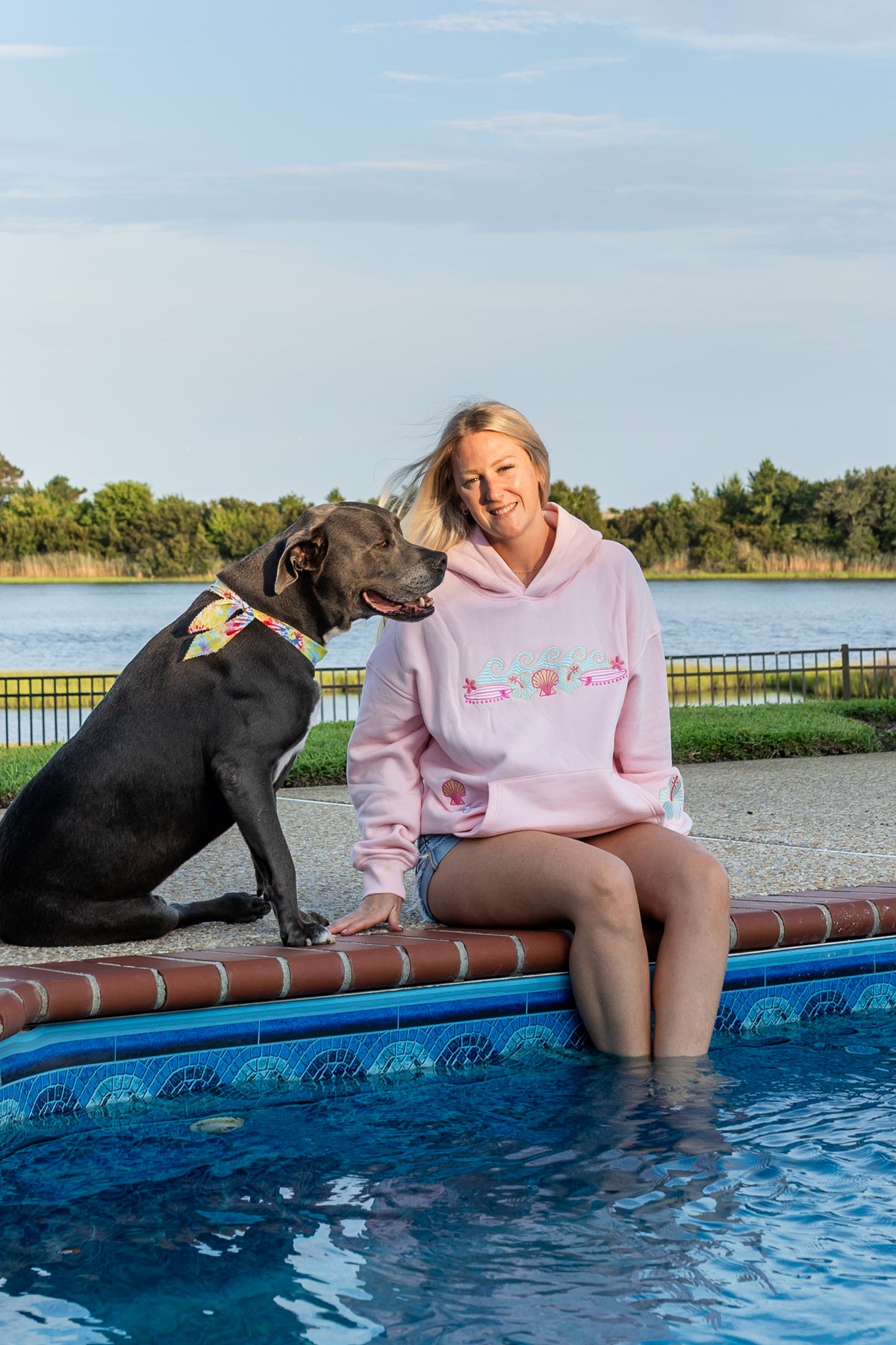 Meet Me At The Beach Sunset Embroidered Hoodie