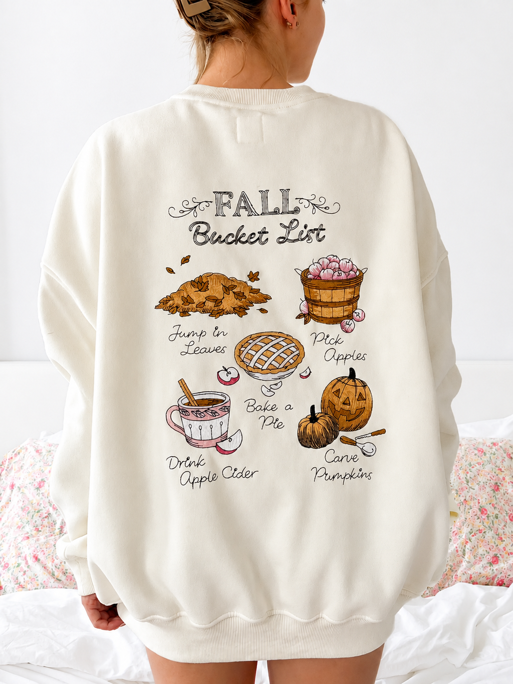 Autumn Fall Bucket List Embroidered Sweatshirt