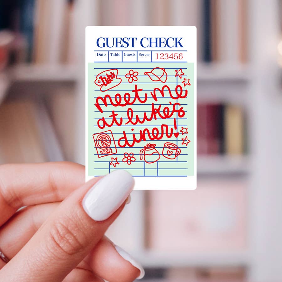 Meet Me At Luke's Diner Guest Check Sticker - Red